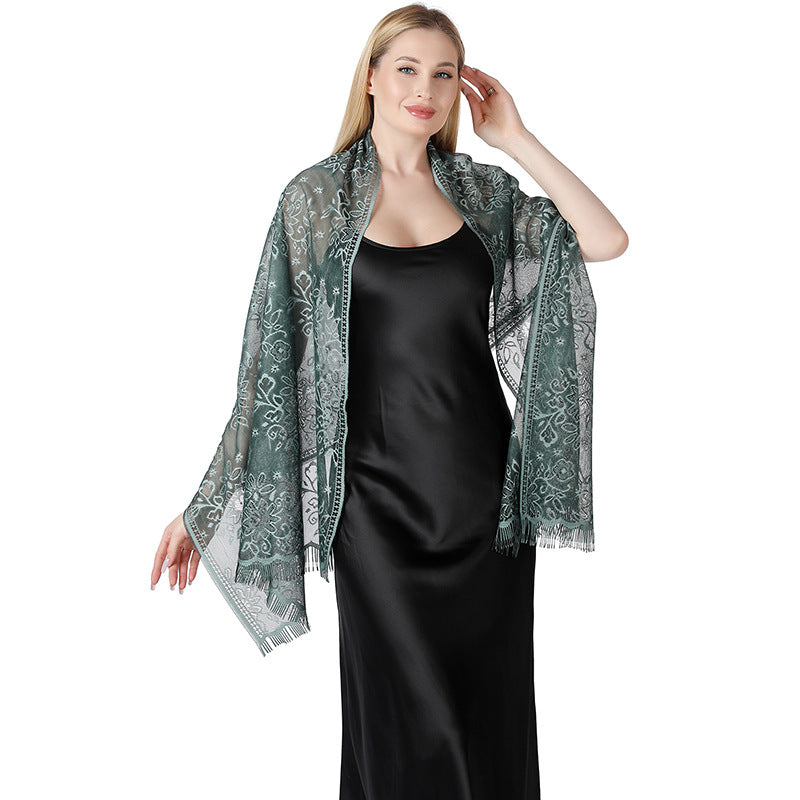 Tie-dye Floral Lace Scarf Shawl