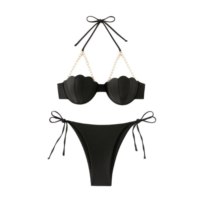 Halter-neck Strap Two-piece Sexy Beach Vacation Shell Bikini