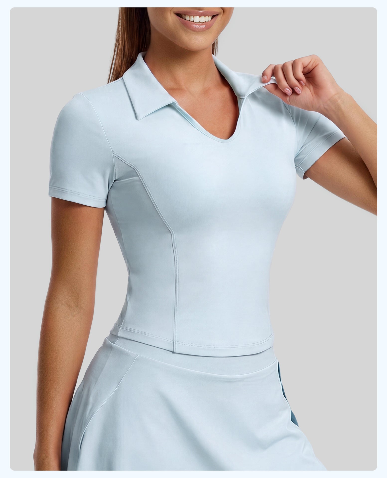 Women's Solid Color Polo Collar Sports Short-sleeve T-shirt
