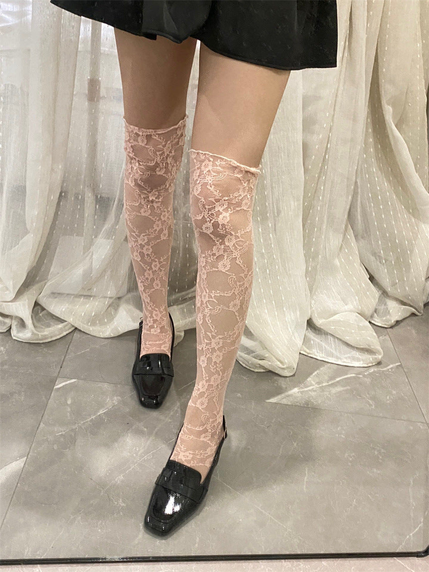 Korean Online Influencer Stretch Lace Over-the-knee Stockings