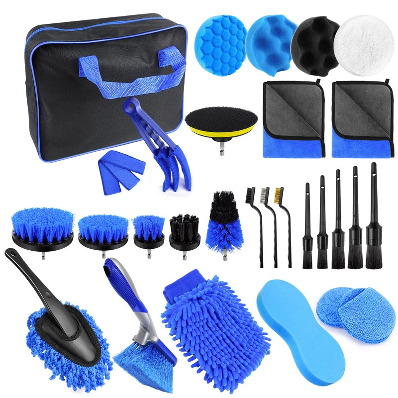 Car Detailing Brush Set Kit Brushes Cleaning Windshield
