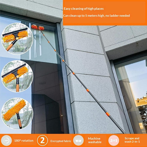 2 In 1 Window Cleaning Squeegee For High