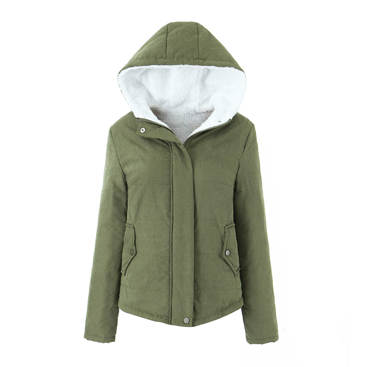 Womens Thickened FleeceLined Hooded Cotton Padded Jacket
