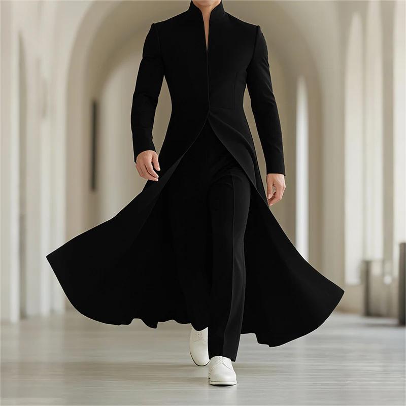 Mens Long Double-wear Blazer with a Notch Lapel
