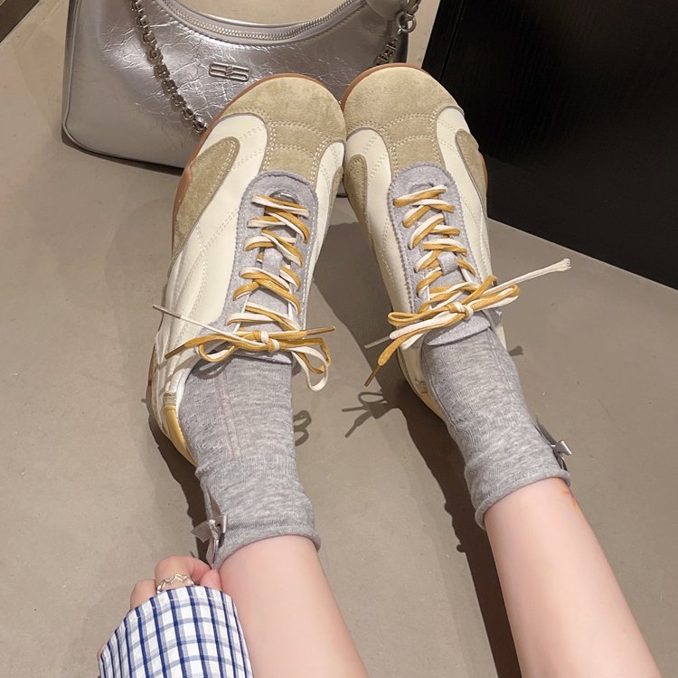 Women Retro German Trainer Shoes Summer Color Block Versatile