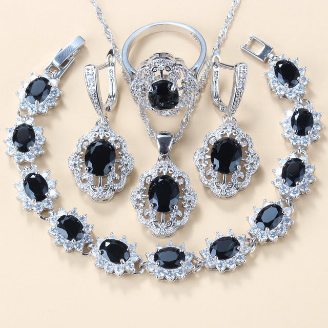 Garnet Cubic Zirconia Earrings Pendant Necklace Bracelet Ring