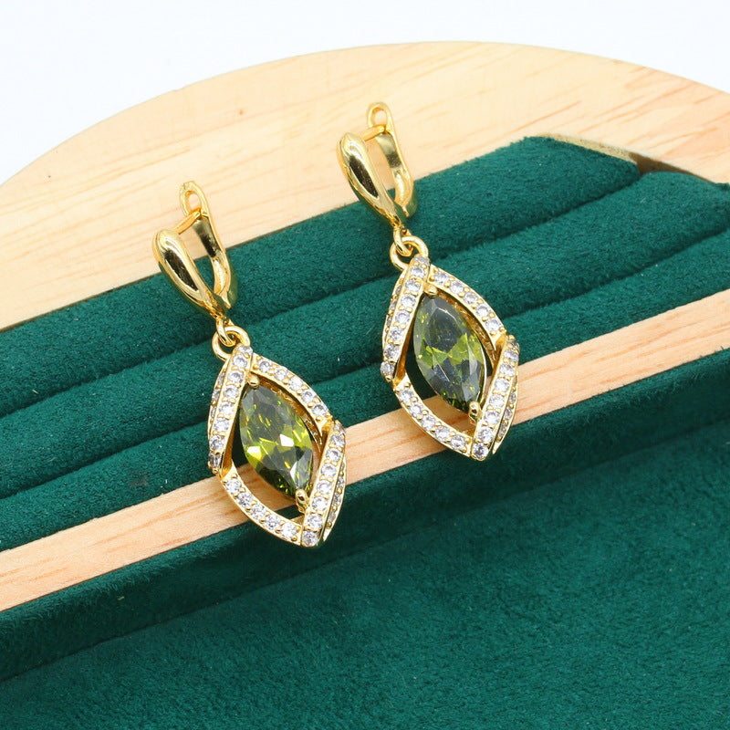 Anti-allergy AAA Zircon Bracelet Necklace Earring Ring Gold