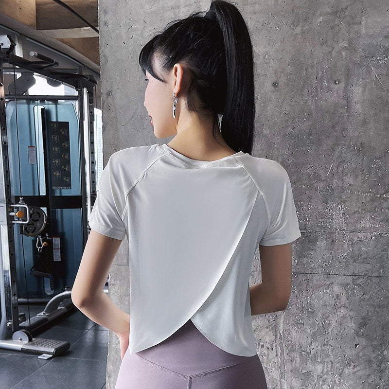 Summer Crew-neck Athletic-style Figure-flattering Yoga Top
