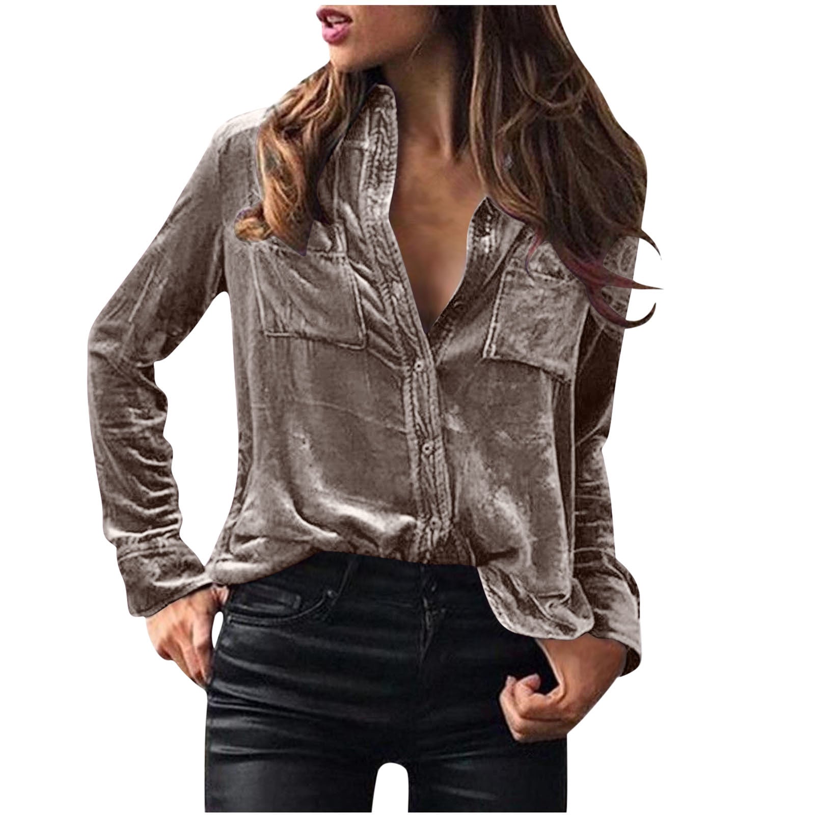 Elegant Long-sleeve Single-breasted Blouse For Women