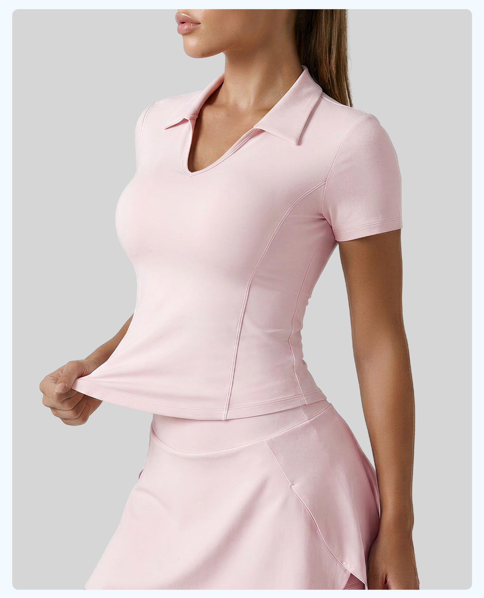 Women's Solid Color Polo Collar Sports Short-sleeve T-shirt