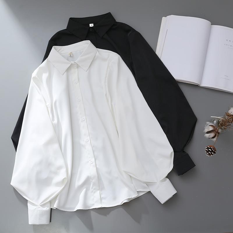 Womens Lantern-Sleeve Professional Lapel Shirt