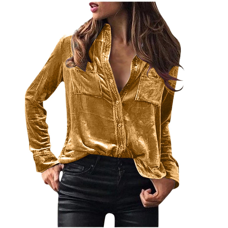 Elegant Long-sleeve Single-breasted Blouse For Women