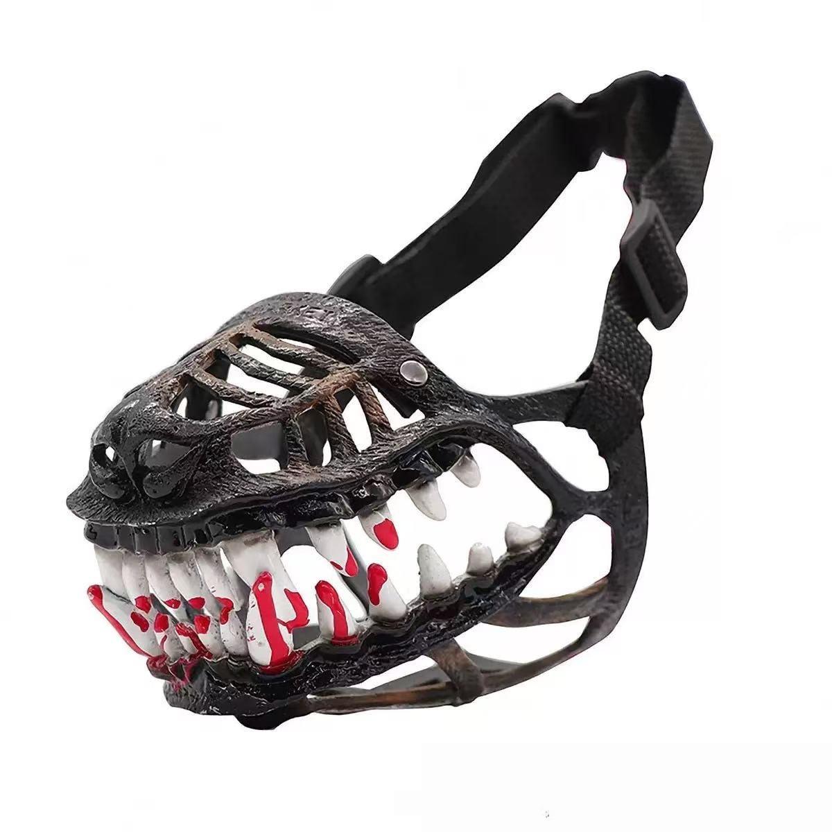 Scary Animal Muzzle Bloody Fangs Latex Headgear Halloween Haunted House Escape Room Prank Prop