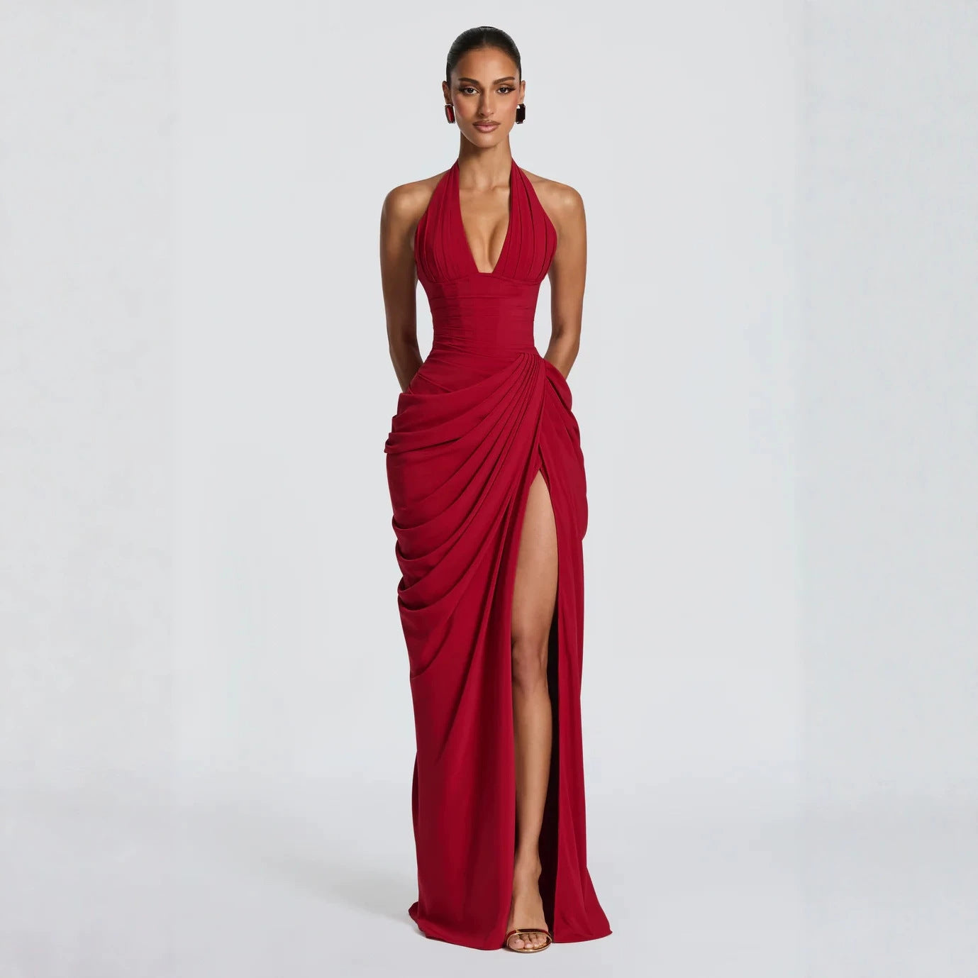 Womens Slit Mermaid Evening Gown Long Dress