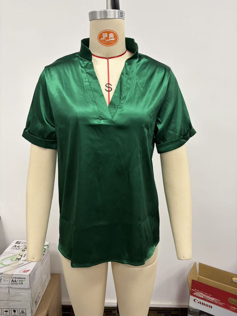 Women's Spring & Summer Blouse, Minimalist Elegant Versatile V-Neck Loose Fit Shirt For Women