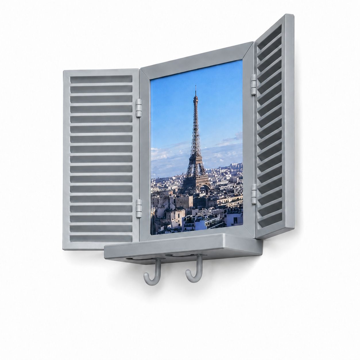 HOEXE Wall Mounted Photo Frame Key Holder Gray