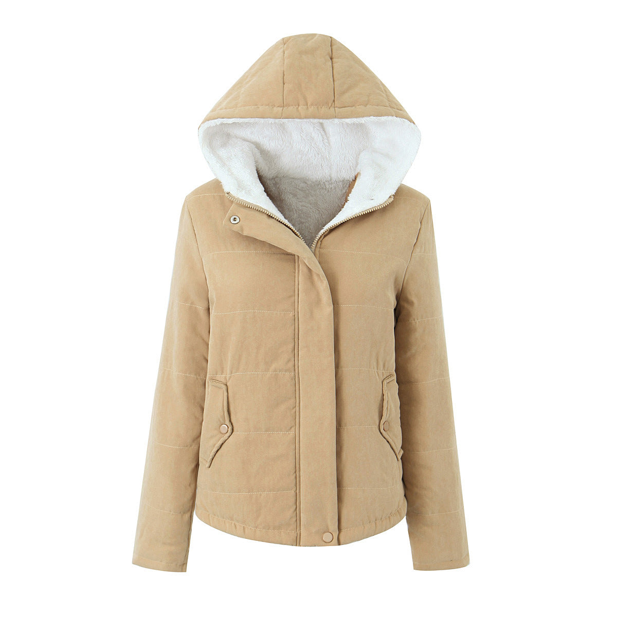 Womens Thickened FleeceLined Hooded Cotton Padded Jacket