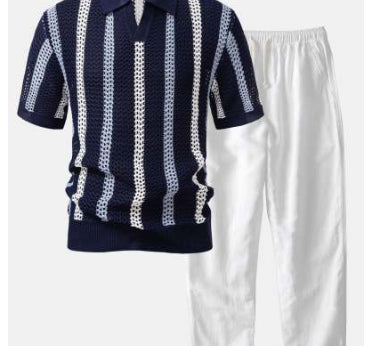Summer New Breathable Hollow Men Short-sleeved Knitting Polo Shirt