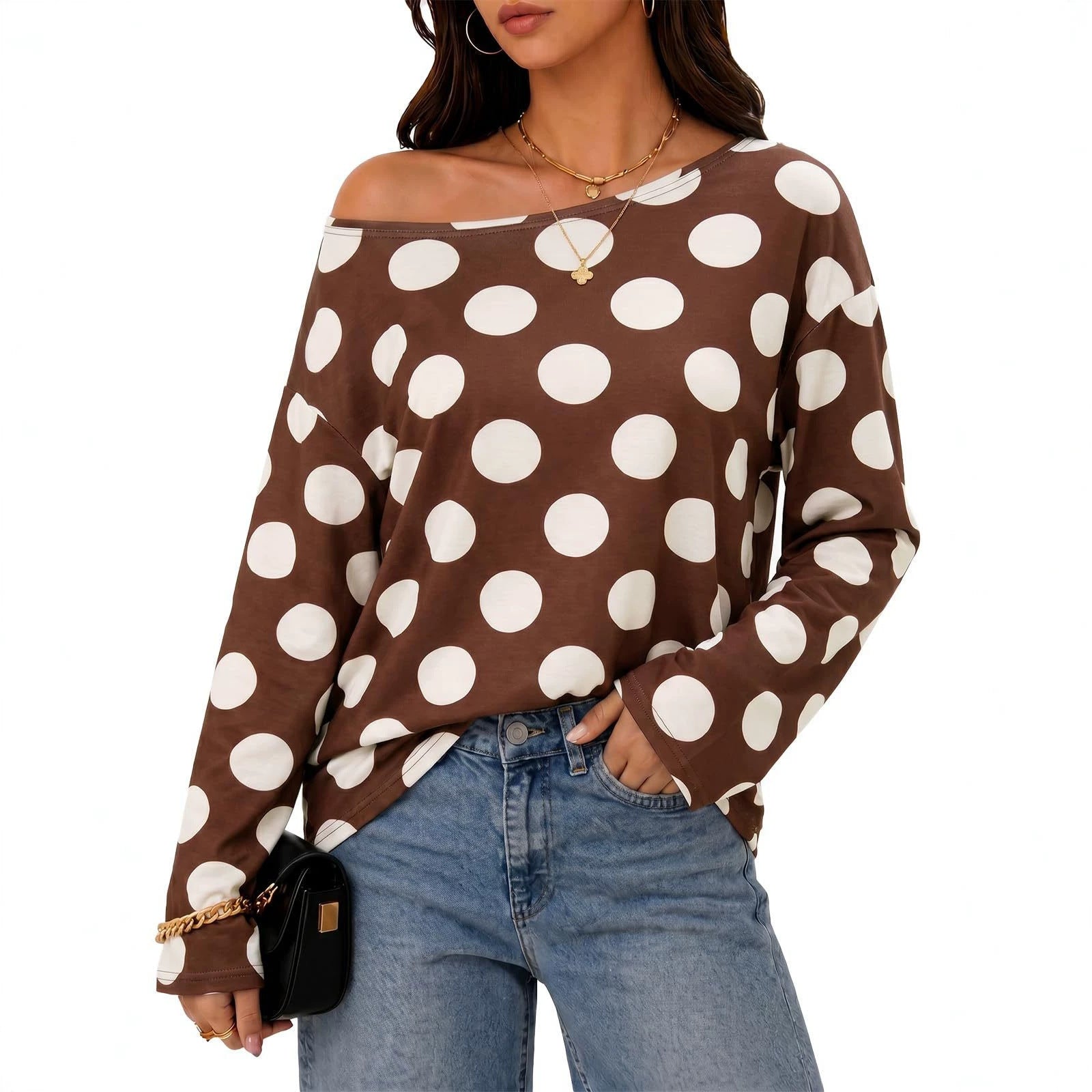 Round Neck Striped Contrast Color Long Sleeves