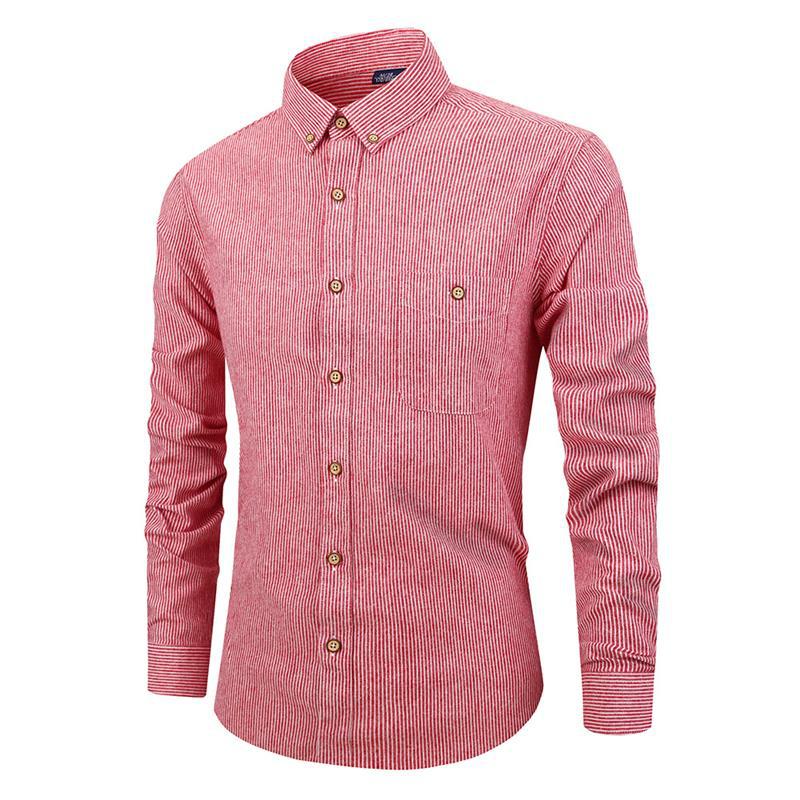 Men's Slim Fitting Long Sleeved Striped Shirt