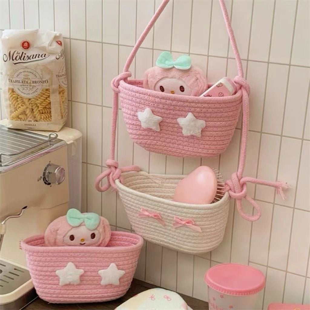 Wall Mounted Three Basket Storage Basket For Dorm