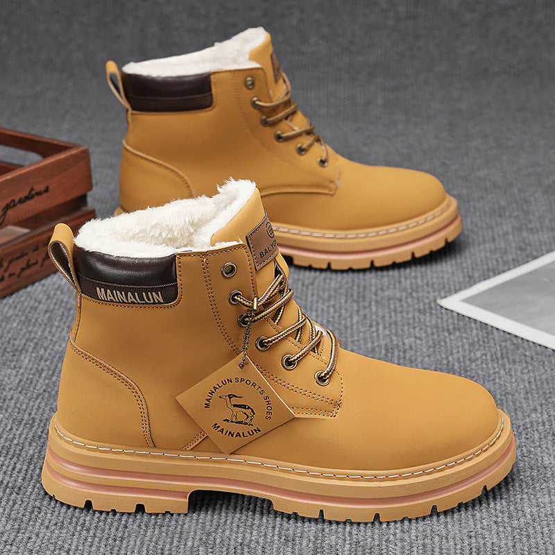 Mens Snow Boots with Fleece Lining for Warmth