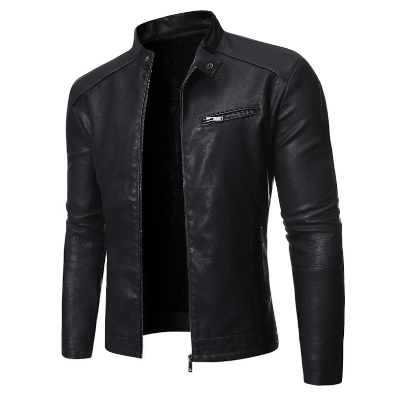 Men's Motorcycle Leather Jacket in Yellow, Black, Green or Dark Grey