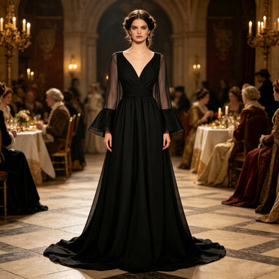 Renaissance And Medieval European Court-style Trailing Dress