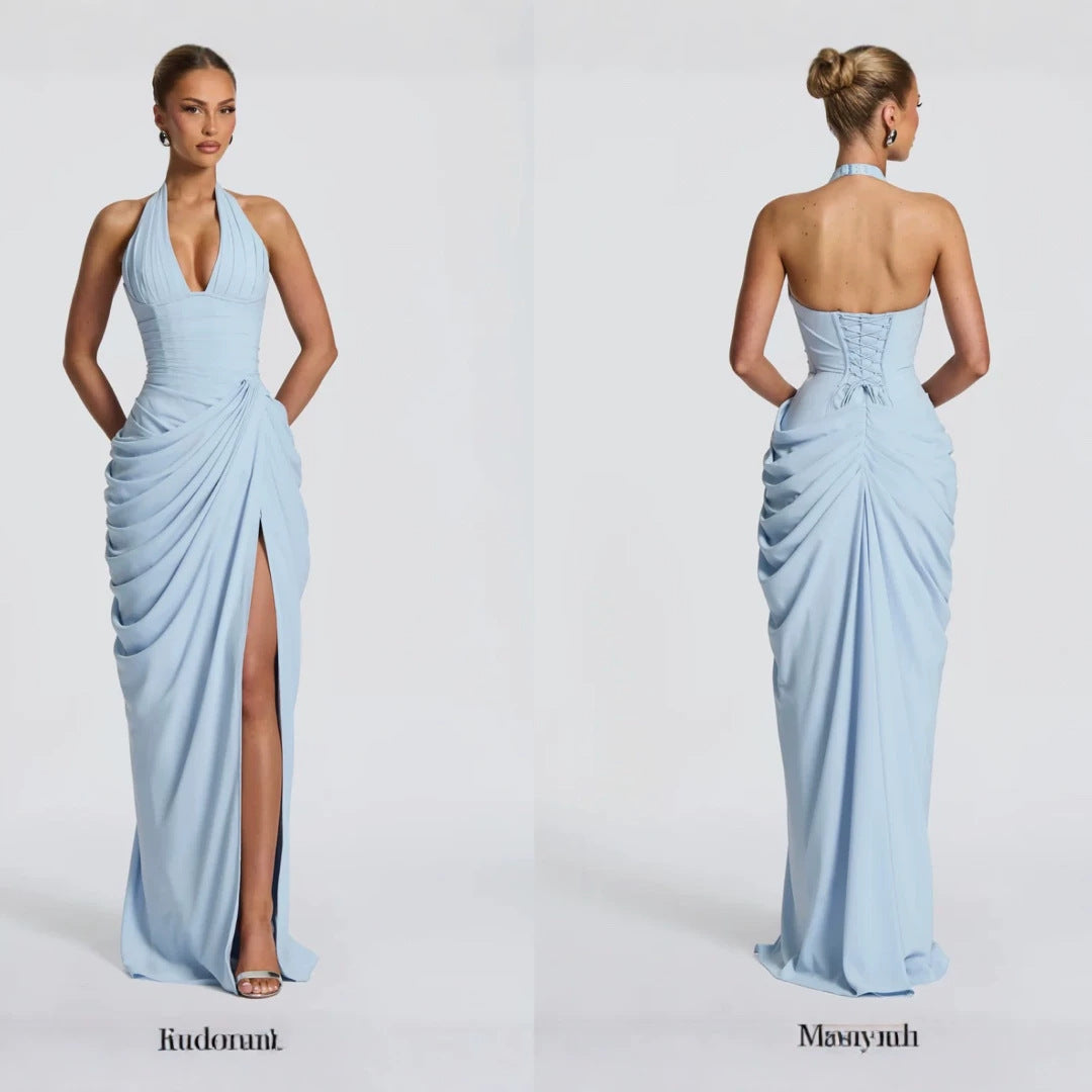Womens Slit Mermaid Evening Gown Long Dress