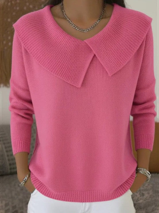 Fashion Korean Retro Playful Temperament Slim Lapel Sweater