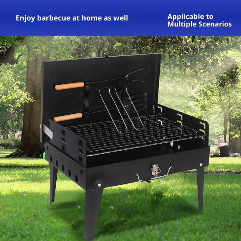 Outdoor Folding Barbecue Grill With A Built In