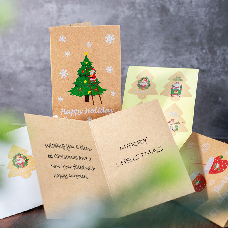 Kraft Paper Christmas Blessing Card Message Envelope Sticker