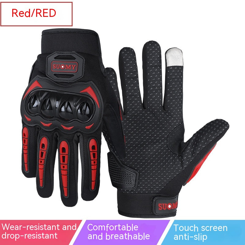 Men's Full Finger Case Drop-resistant Touch Screen Breathable Motorbike Gloves