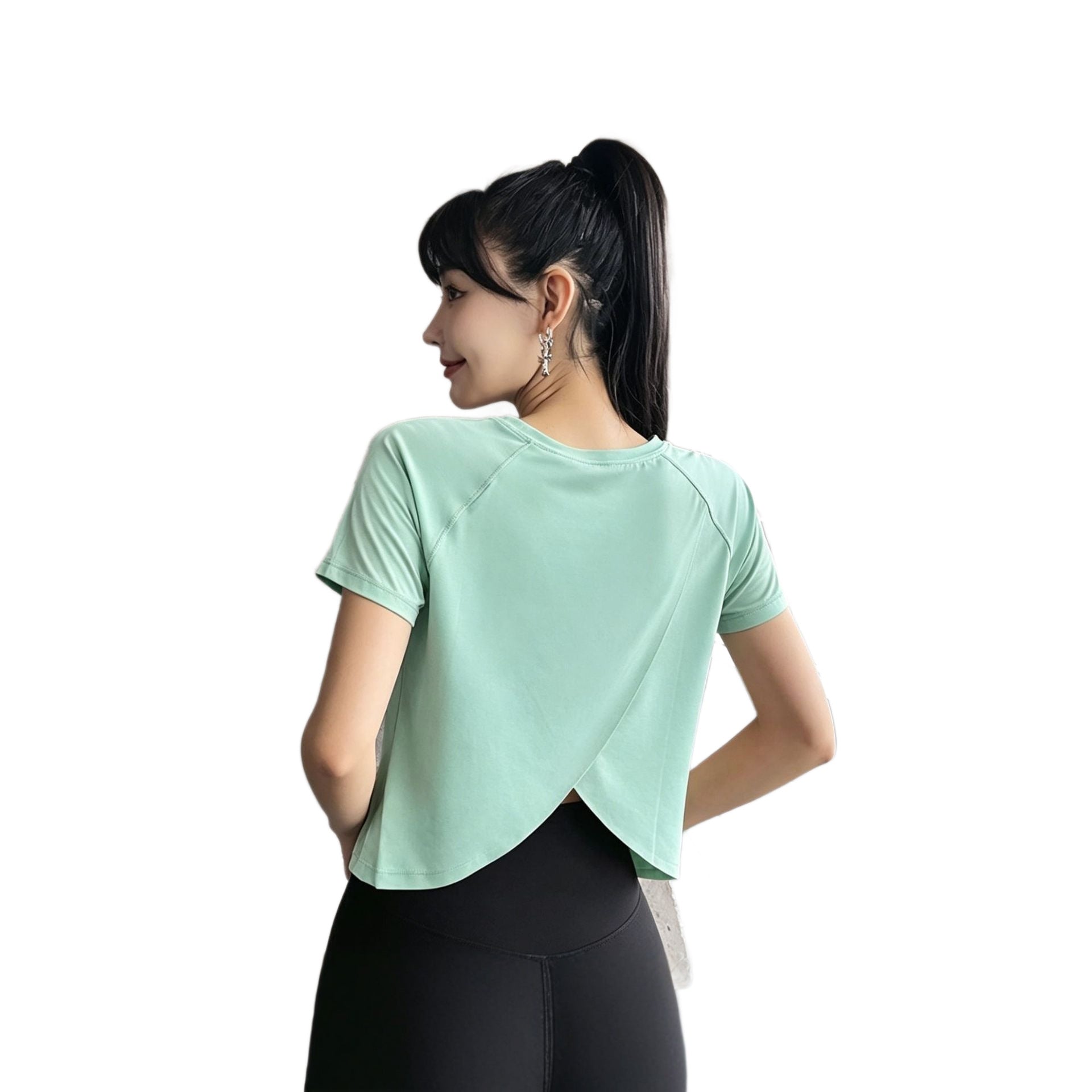 Summer Crew-neck Athletic-style Figure-flattering Yoga Top