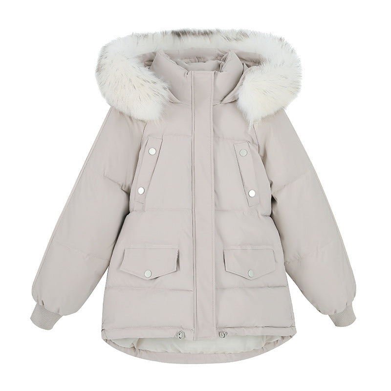 Women's Cotton-padded Coat With A Thickened Large Fur Collar