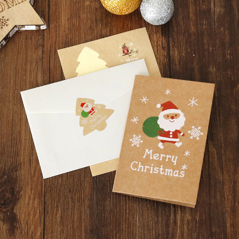 Kraft Paper Christmas Blessing Card Message Envelope Sticker