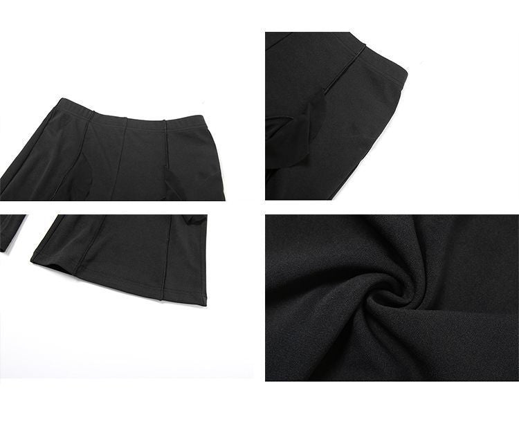 Versatile Solid-color High-waisted Flared Trousers