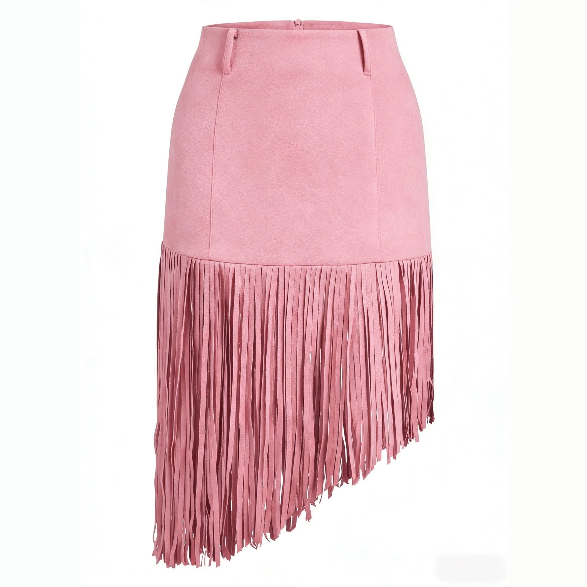 Womens Retro Irregular Western-Style Fringed Skirt