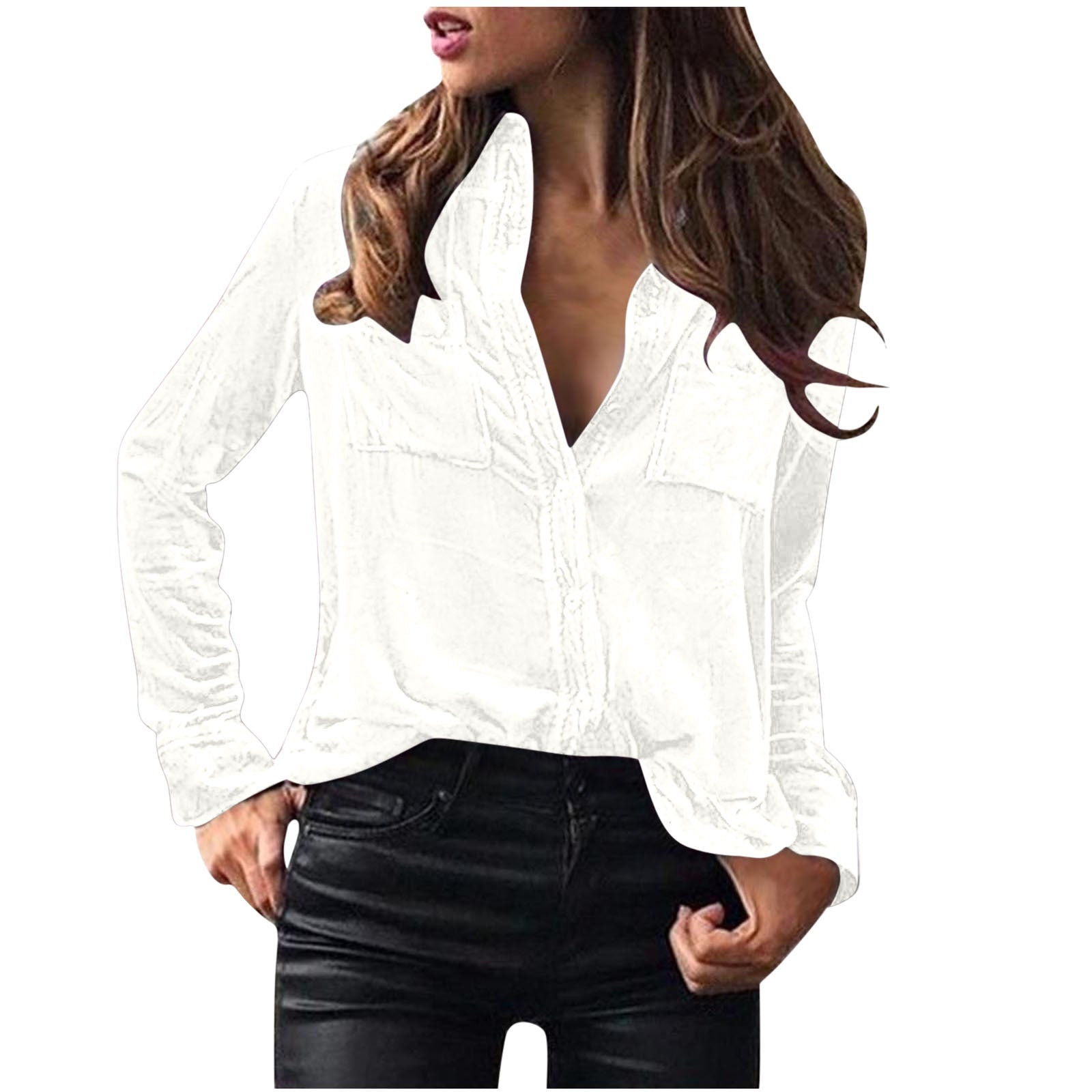 Elegant Long-sleeve Single-breasted Blouse For Women
