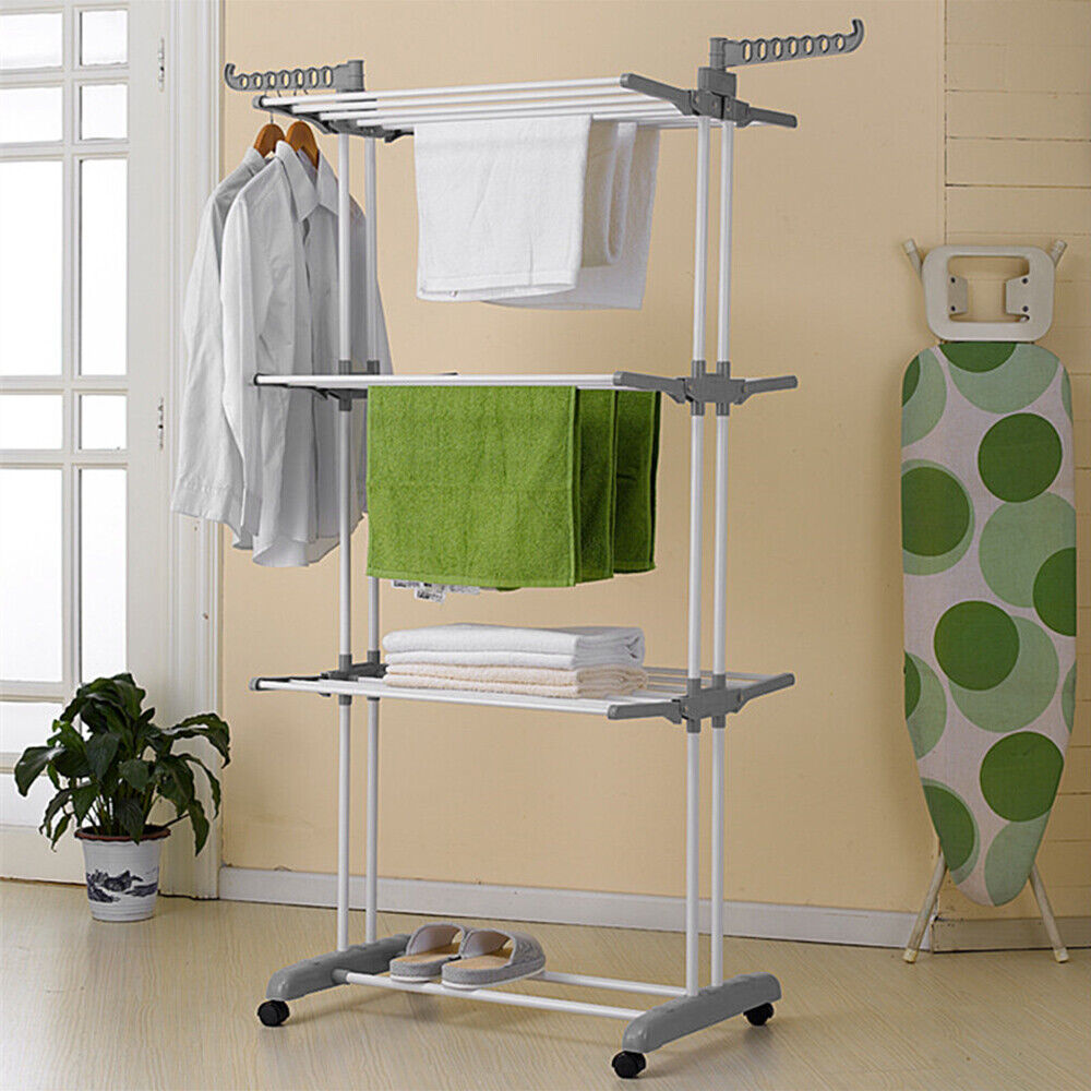 3 laags opvouwbaar kleding droogrek mobiel was