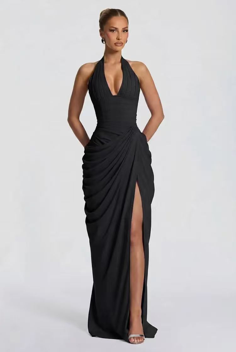 Womens Slit Mermaid Evening Gown Long Dress
