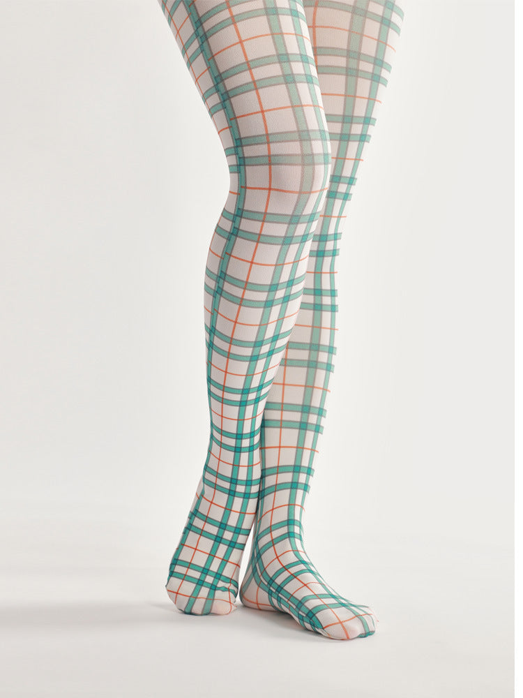 Green British Plaid Printed Tights