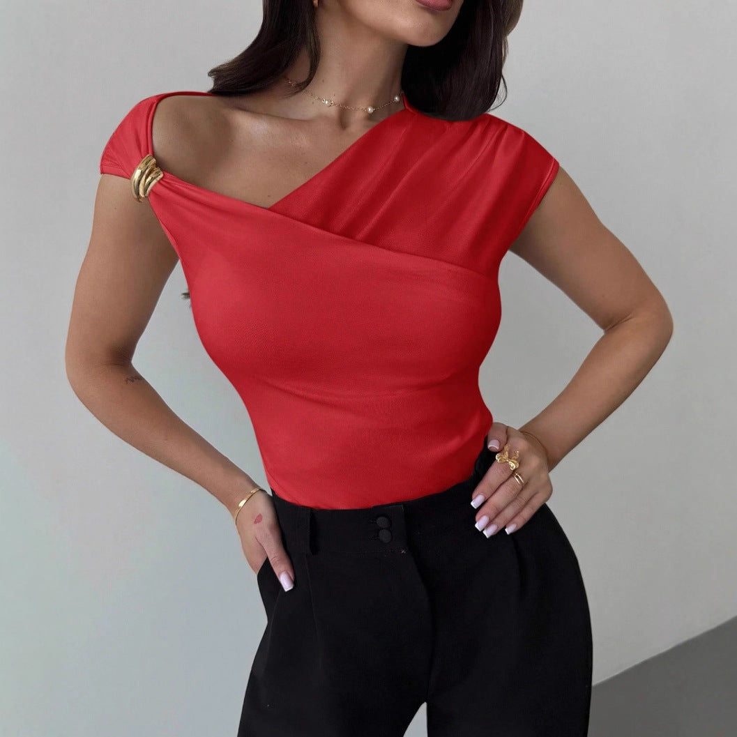 Off-shoulder Short-sleeve Tops For Europe And America