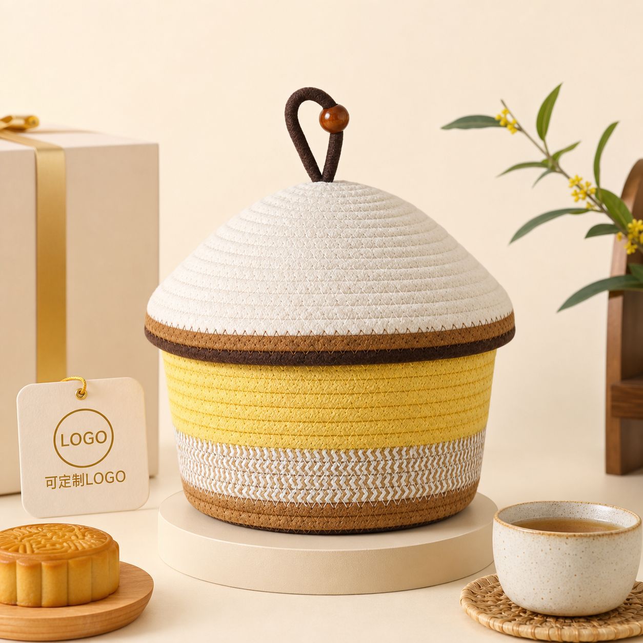 Festival Style Cotton Rope Storage Basket
