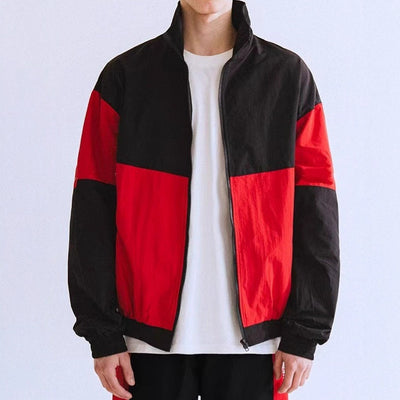 Color-blocked Sporty Windproof Jacket With A Stand-up Collar For Men