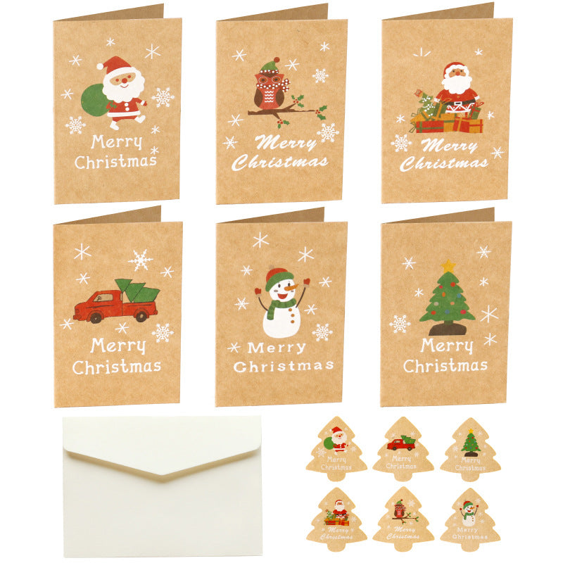 Kraft Paper Christmas Blessing Card Message Envelope Sticker