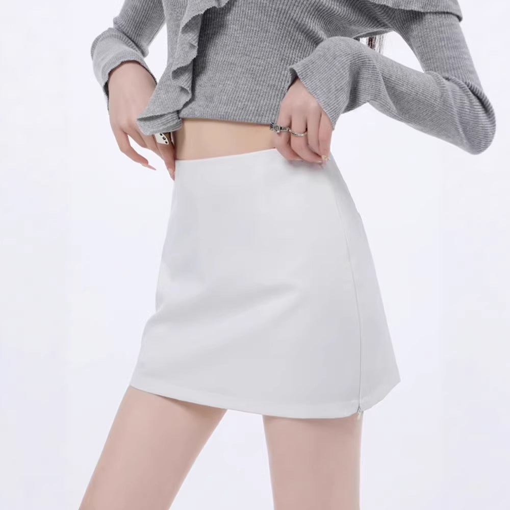 Side-zip Slit Suit High-waist Skirt-pants