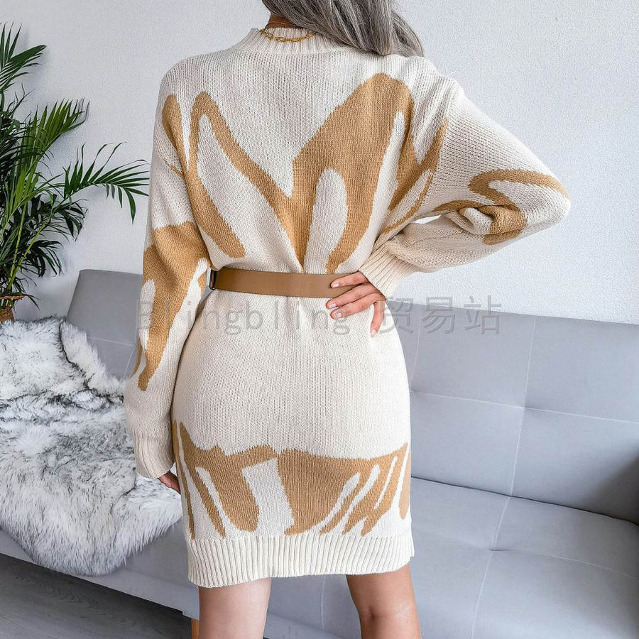 Winter Knit Dress Female Sweaters Long Sleeve