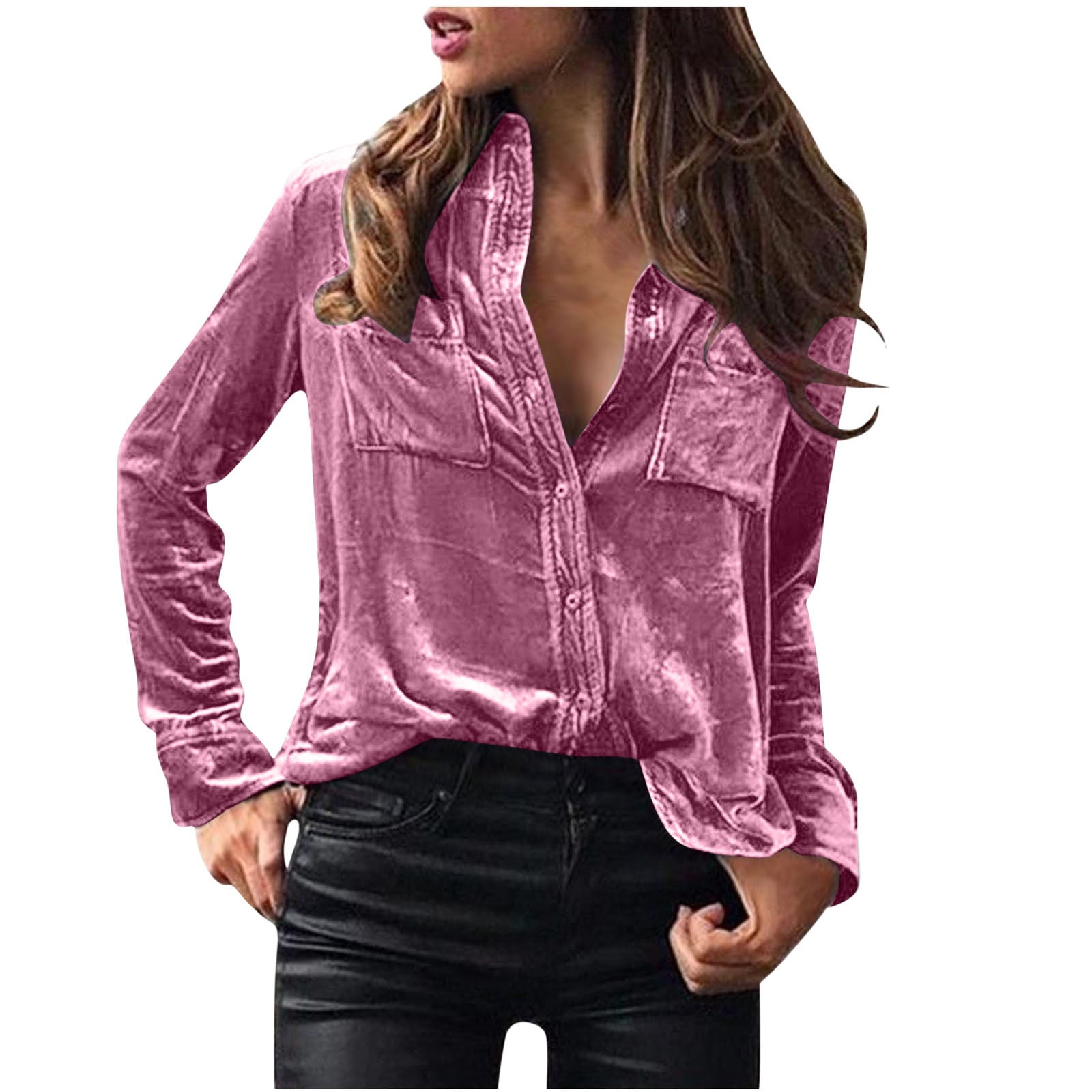 Elegant Long-sleeve Single-breasted Blouse For Women
