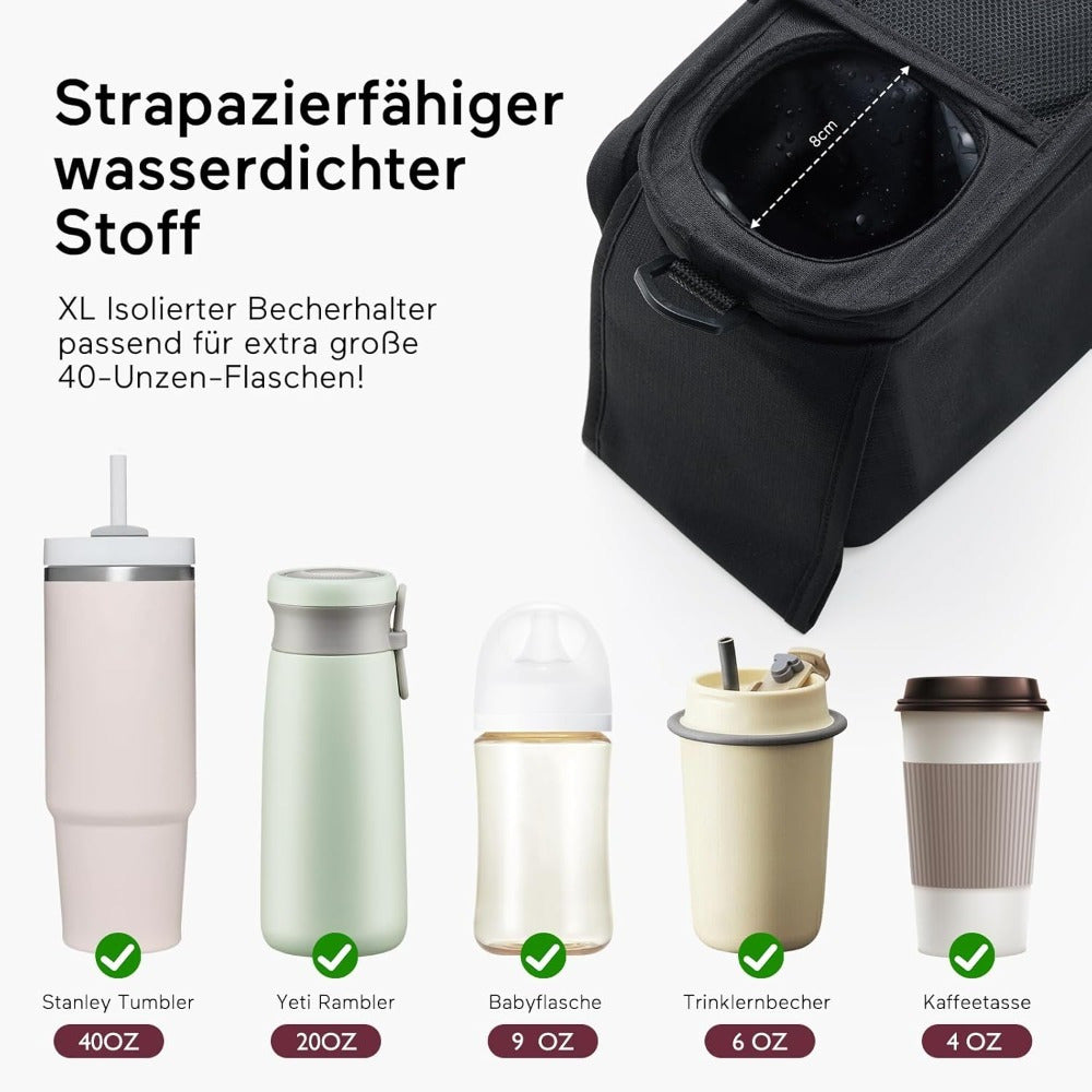Zwart kinderwagen organizer convenient opbergparty benodigdheden